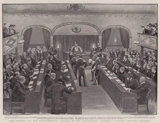 Die Eröffnung der Parlamentssitzung in der Legislativversammlung, Victoria, British Columbia
